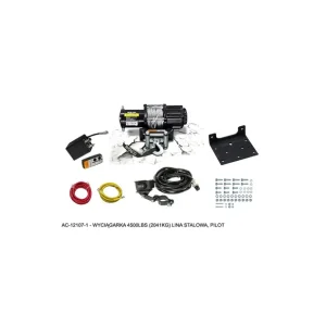 Najlepsza cena BRONCO WYCIĄGARKA 4500LBS (2041KG) LINA STALOWA 5.5MM X 15.2M, PILOT