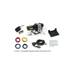 Zamów teraz BRONCO WYCIĄGARKA 3000LBS (1361KG) LINA STALOWA 4.8MM X 15.2M, PILOT