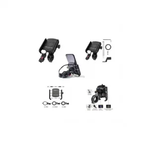 BIKETEC PROMOCJA UCHWYT MOTOCYKLOWY Z ŁADOWARKĄ USB 3.0 NA TELEFON MONTOWANY NA KIEROWNICĘ LUB LUSTERKO TYP: R9-MET Tani