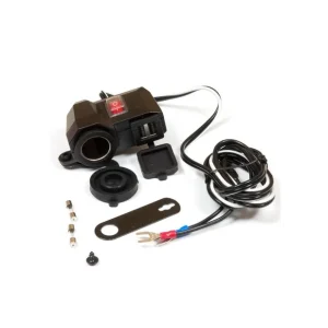 Wyprzedaż BIKETEC MOTOCYKLOWE GNIAZDO ZAPALNICZKI Z DWOMA GNIAZDAMI USB Z BEZPIECZNIKIEM MONTAŻ POD LUSTERKO- MUS04L