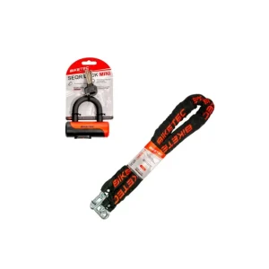 Promocja BIKETEC SEQR ZESTAW ŁAŃCUCH 2M, OCZKO 14MM, CZARNA OTULINA + BIKETEC SEQR KŁÓDKA NA KLUCZ (ZESTAW 3 KLUCZY) ROZMIAR