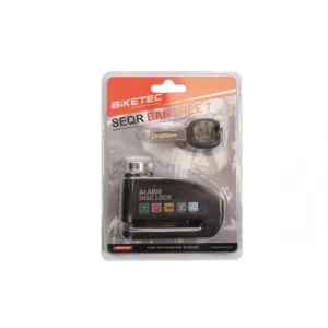 Ostatnia szansa BIKETEC SEQR BLOKADA TARCZY HAMULCOWEJ Z ALARMEM SCREAMER 100DB, BOLEC/TRZPIEŃ 6MM, ROZMIAR: 94MM X 58MM, 3KLUCZE