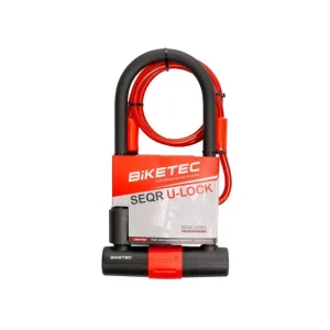BIKETEC SEQR ZABEZPIECZENIE U-LOCK Z LINKĄ ROZMIAR: LINKA 10MM, 1,2M Z KŁÓDKA 180MM X 320MM, 3KLUCZE, JARZMO 16MM Wyprzedaż