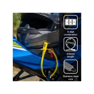 Darmowa dostawa OXFORD ZABEZPIECZENIE ANTYKRADZIEŻOWE COMBI DO KASKU, ROWERU ITD. KOLOR ŻÓŁTY FLUO (ZAMKNIĘCIE NA SZYFR)