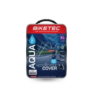 BIKETEC POKROWIEC WODOODPORNY AQUATEC NA MOTOCYKL Z MIEJSCEM NA KUFER CENTRALNY KOLOR CZARNY/SZARY ROZMIAR M Nowość