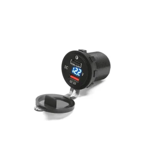 Promocja BIKETEC MOTOCYKLOWE PODWÓJNE GNIAZDO USB QUICK CHARGE USB TYP-C Z PODŚWIETLENIEM I WOLTOMIERZEM MONTAŻ W OWIEWKĘ