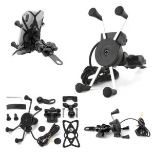 BIKETEC UCHWYT MOTOCYKLOWY TYP RAM XL USB Z ŁADOWARKĄ USB NA TELEFON MONTOWANY NA KIEROWNICĘ LUB LUSTERKO Premium