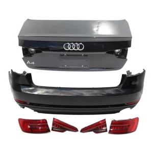 Zamów teraz AUDI A4 8W B9 SEDAN TYŁ ZDERZAK tylny + KLAPA BAGAŻNIKA 0E LY9T Mythosschwarz Czarny 8W5827025 8W5807511 8W5807067 8W5807521