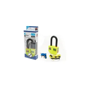 Autentyczny OXFORD BLOKADA TARCZY HAMULCOWEJ Z ALARMEM 110 DB, TRZPIEŃ 14MM, KOLOR ŻÓŁTY