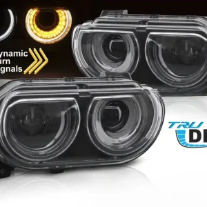 Oferta limitowana Lampy Przednie Do DODGE CHALLENGER 2008–2014 black