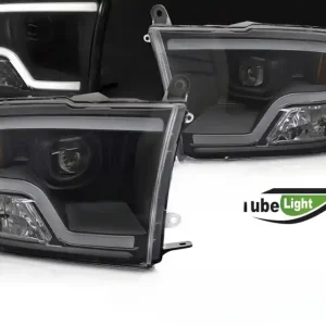 Czarne reflektory lampy Dodge RAM 2009–2018 LED TUBE PROJECTOR Rabat