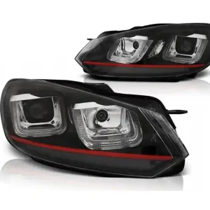 Lampy Vw Golf Vi 6 08-12 U-type Black Red Line Drl Ekspresowa dostawa