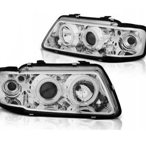 LAMPY SOCZEWKOWE AUDI A3 8L 96-00 RINGI CCFL CHROM Oryginalny