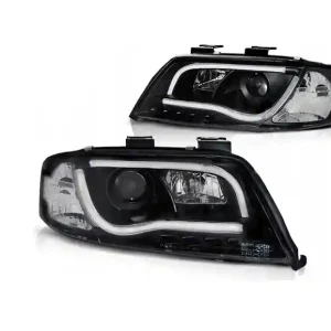 Lampy Reflektory Audi A6 C5 01-04 Tube Black Drl Darmowa dostawa