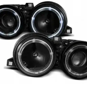 Lampy przednie reflektory BMW E30 black ring Wysoka jakość