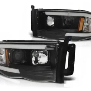 LAMPY PRZEDNIE DODGE RAM 02-06 TUBE LIGHT BLACK Najlepsza cena