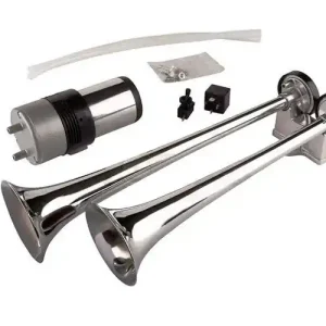 Wyprzedaż Głośny Klakson fanfara podwójne trąby chrom kompresor jak TIR