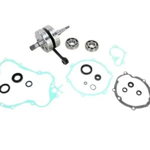 Tani WISECO WAŁ KORBOWY KAWASAKI KX 85/100 '14-19 (Z ŁOŻYSKAMI I USZCZELNIACZAMI NA WAŁ ORAZ KOMPLETEM USZCZELEK NA DÓŁ SILNIKA) (HR 4419)