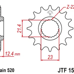 Niska cena JT ZĘBATKA PRZEDNIA 2054 14 YAMAHA YFM 250 RAPTOR '08-13' (205414JT) (ŁAŃC. 520)