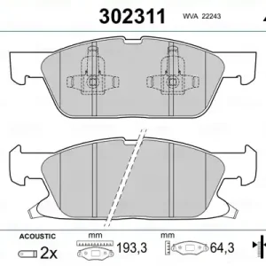 Zamów teraz VALEO 302311 Klocki hamulcowe